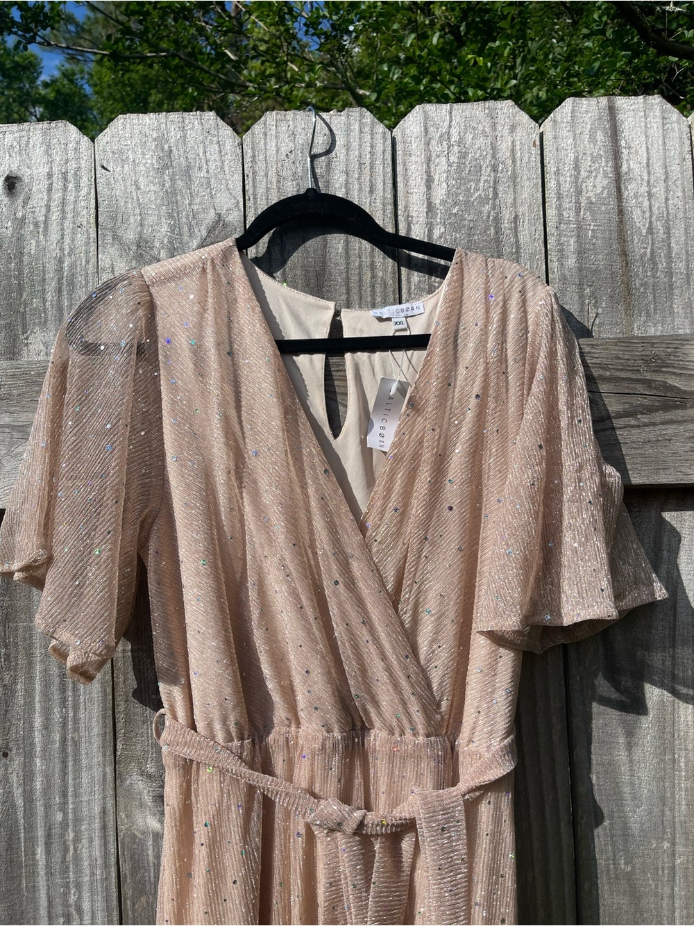 Baltic Born Beige Sparkle Sequin Dress Sz XXL Tall - Picture 2 of 15